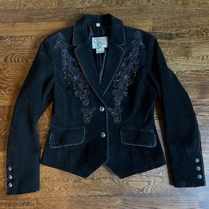 Cripple Creek Leather Bolero Vintage Rodeo Western Jacket Rhinestone Suede Small